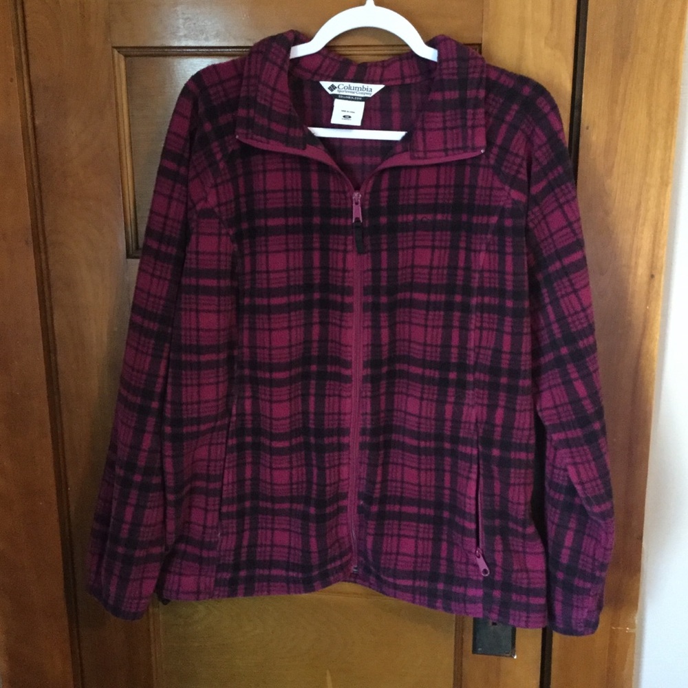 Columbia Plaid Fleece Zip Up Jacket